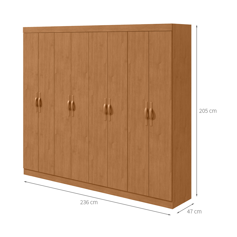 Guarda-Roupa Casal Serenata 8 Portas 6 Gavetas Amêndoa Clean
