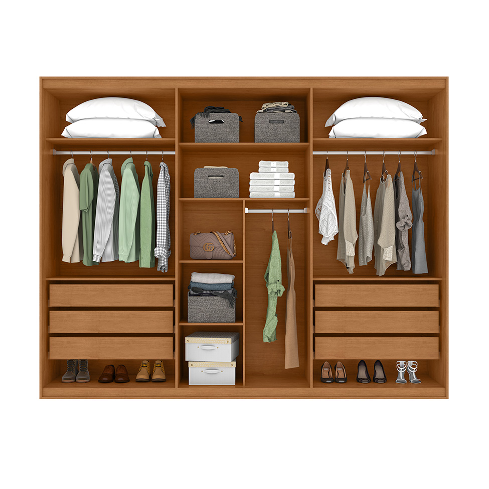 Guarda-Roupa Casal Suavitá 6 Portas 6 Gavetas Amêndoa Clean