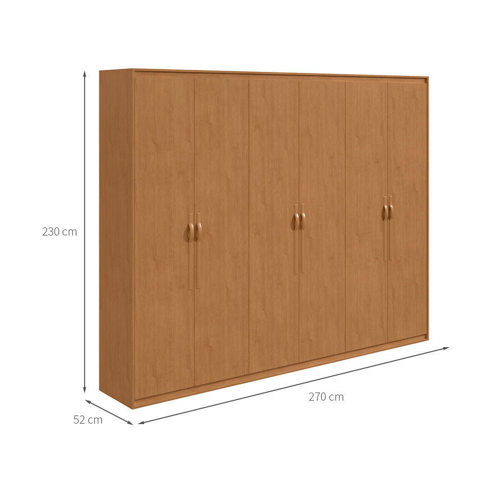 Guarda-Roupa Casal Suavitá 6 Portas 6 Gavetas Amêndoa Clean