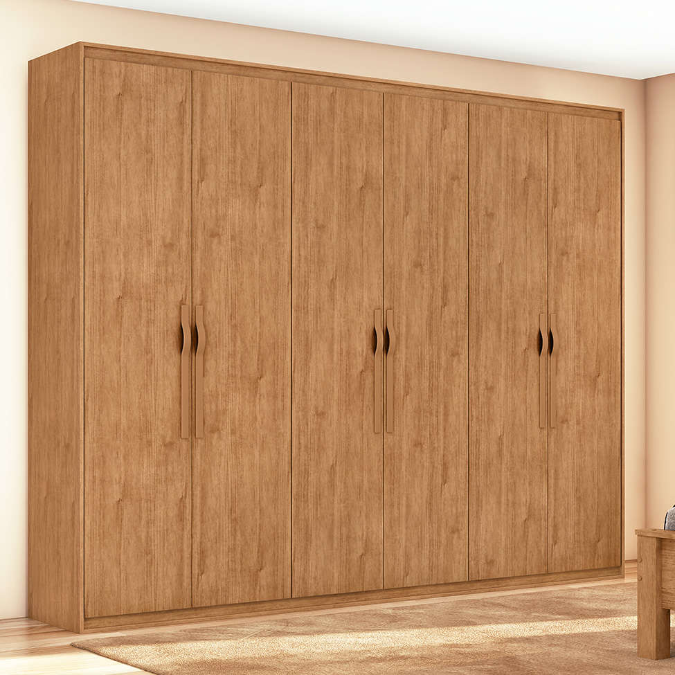 Guarda-Roupa Casal Suavitá 6 Portas 6 Gavetas Amêndoa Clean