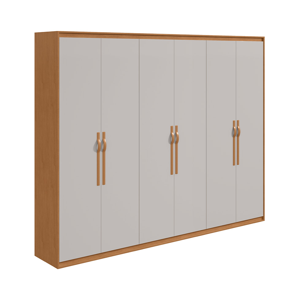 Guarda-Roupa Casal Suavitá 6 Portas 6 Gavetas Amêndoa Clean e Off White