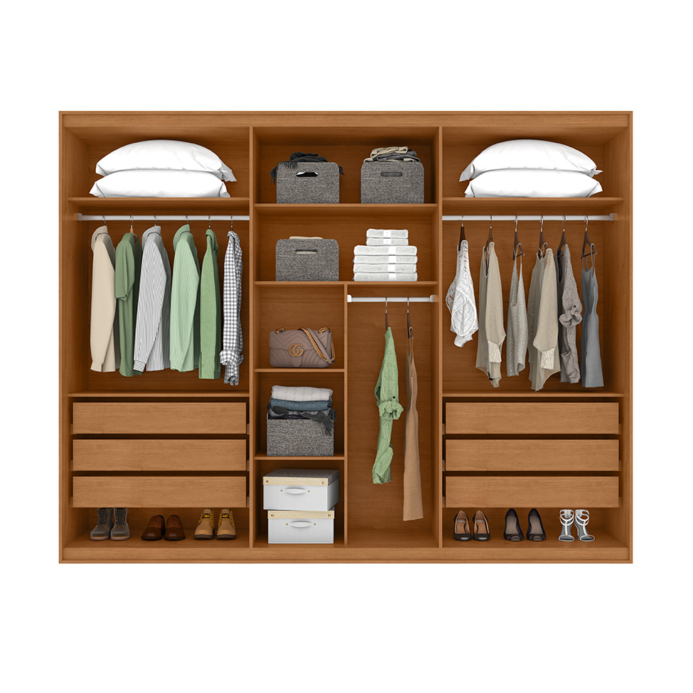 Guarda-Roupa Casal Suavitá 6 Portas 6 Gavetas Amêndoa Clean e Off White
