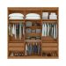 Guarda-Roupa Casal com Espelho Alonzo 6 Portas 4 Gavetas Amêndoa Clean e Off White