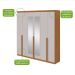 Guarda-Roupa Casal com Espelho Alonzo 6 Portas 4 Gavetas Amêndoa Clean e Off White