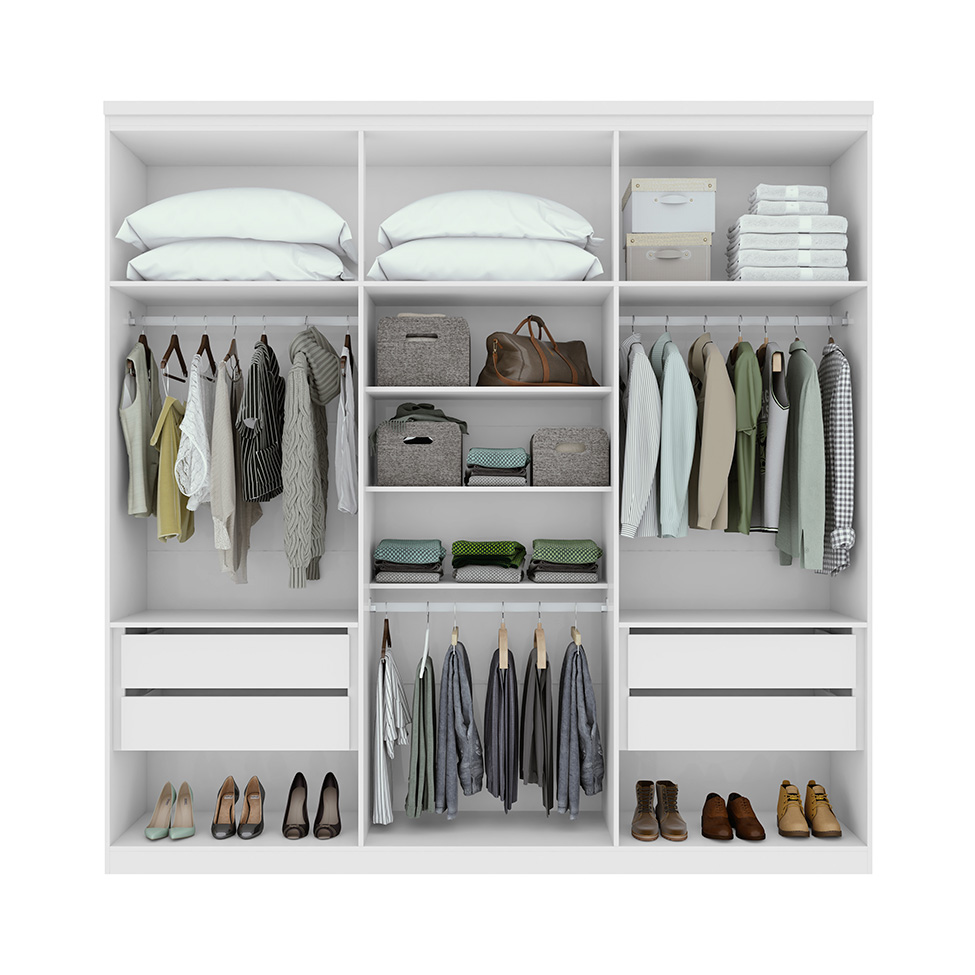 Guarda-Roupa Casal com Espelho Alonzo 6 Portas 4 Gavetas Branco