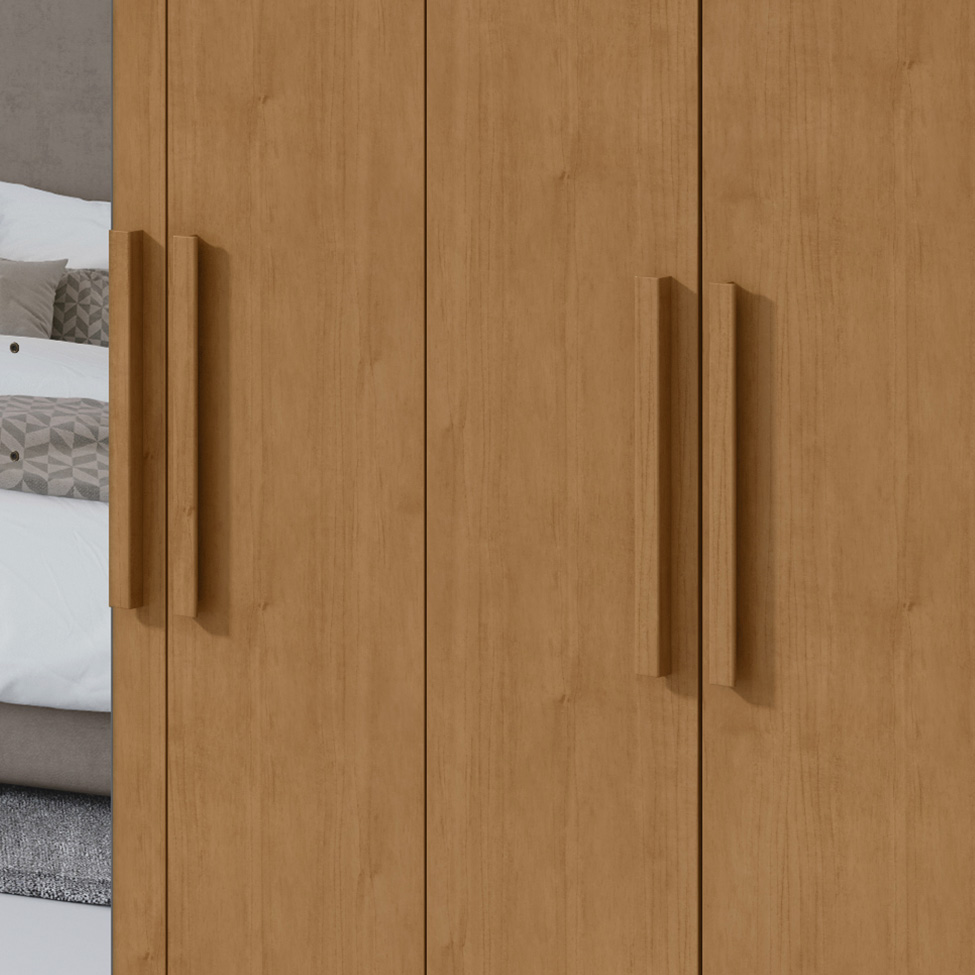 Guarda-Roupa Casal com Espelho Andara 8 Portas 4 Gavetas Amêndoa