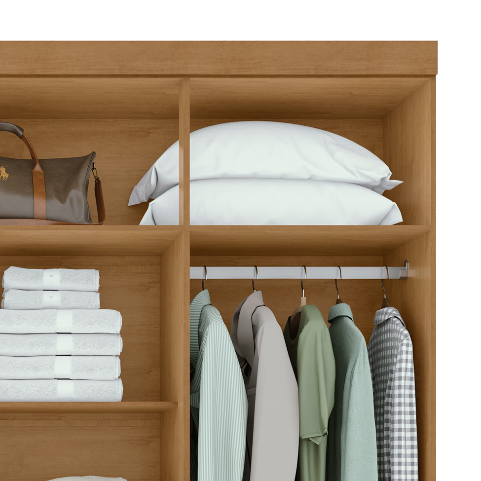 Guarda-Roupa Casal com Espelho Andara 8 Portas 4 Gavetas Amêndoa