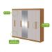 Guarda-Roupa Casal com Espelho Andara 8 Portas 4 Gavetas Amêndoa Clean e Off White