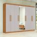 Guarda-Roupa Casal com Espelho Andara 8 Portas 4 Gavetas Amêndoa Clean e Off White