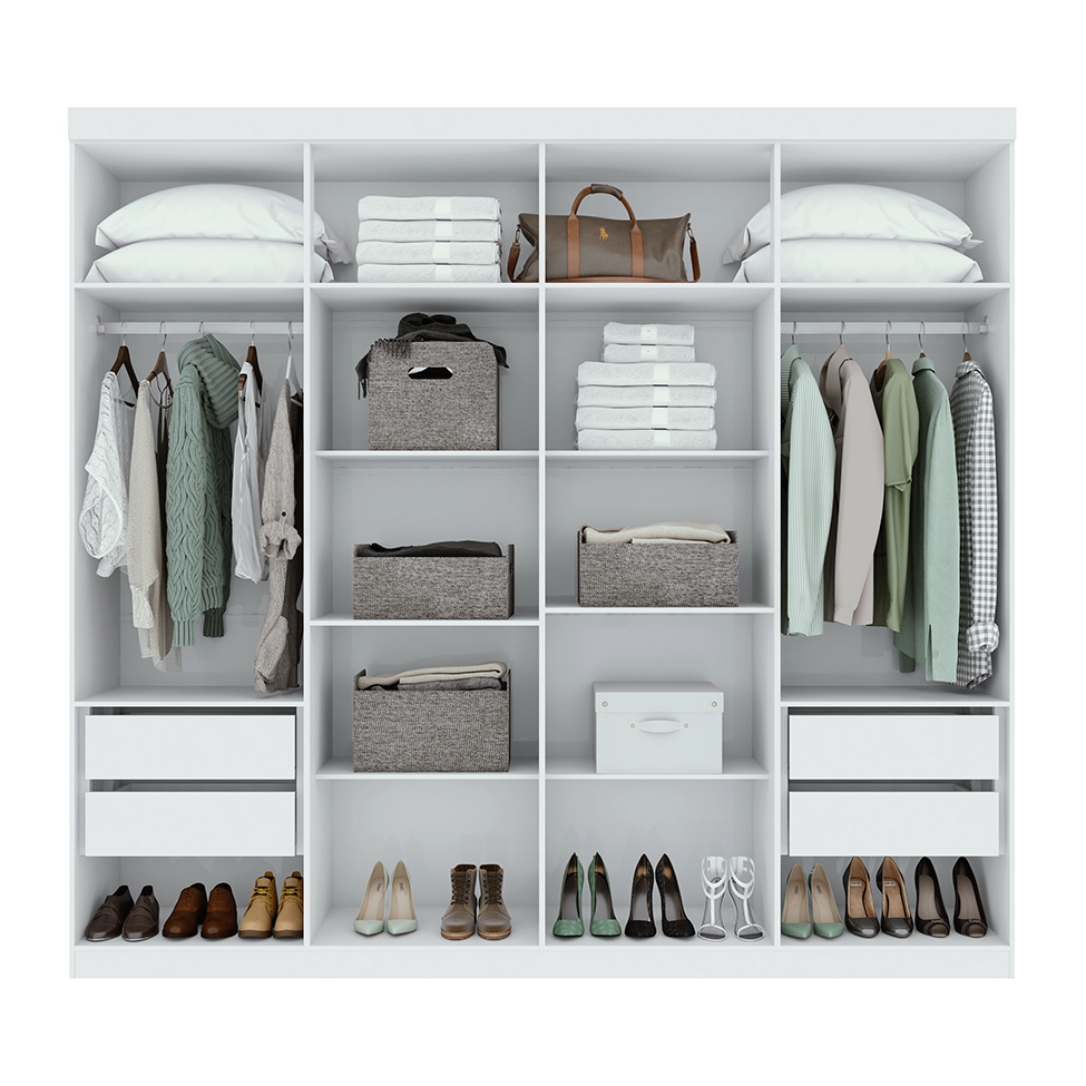 Guarda-Roupa Casal com Espelho Andara 8 Portas 4 Gavetas Branco
