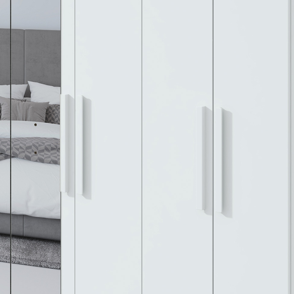 Guarda-Roupa Casal com Espelho Andara 8 Portas 4 Gavetas Branco