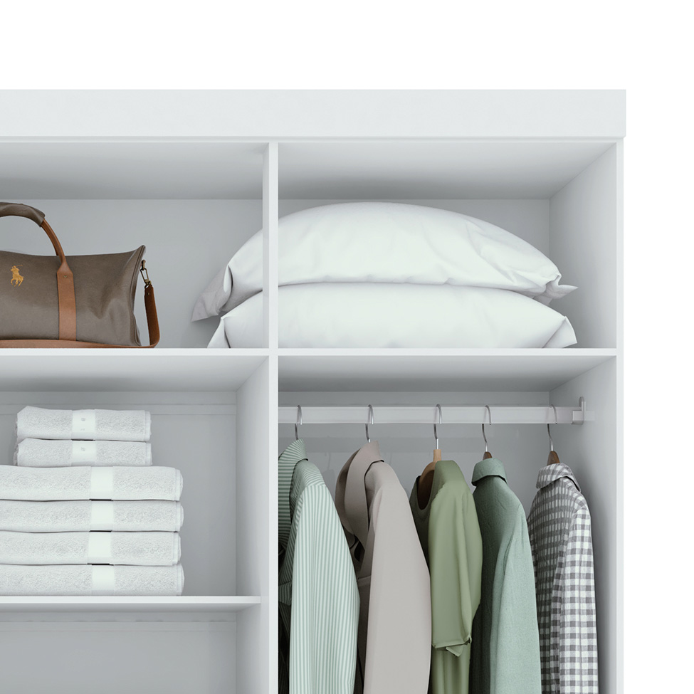 Guarda-Roupa Casal com Espelho Andara 8 Portas 4 Gavetas Branco
