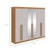 Guarda-Roupa Casal com Espelho Bertha 6 Portas 4 Gavetas Amêndoa Clean e Off White