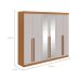 Guarda-Roupa Casal com Espelho Bertha 6 Portas 6 Gavetas Amêndoa Clean e Off White