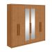Guarda-Roupa Casal com Espelho Áries 6 Portas 5 Gavetas Amêndoa Clean