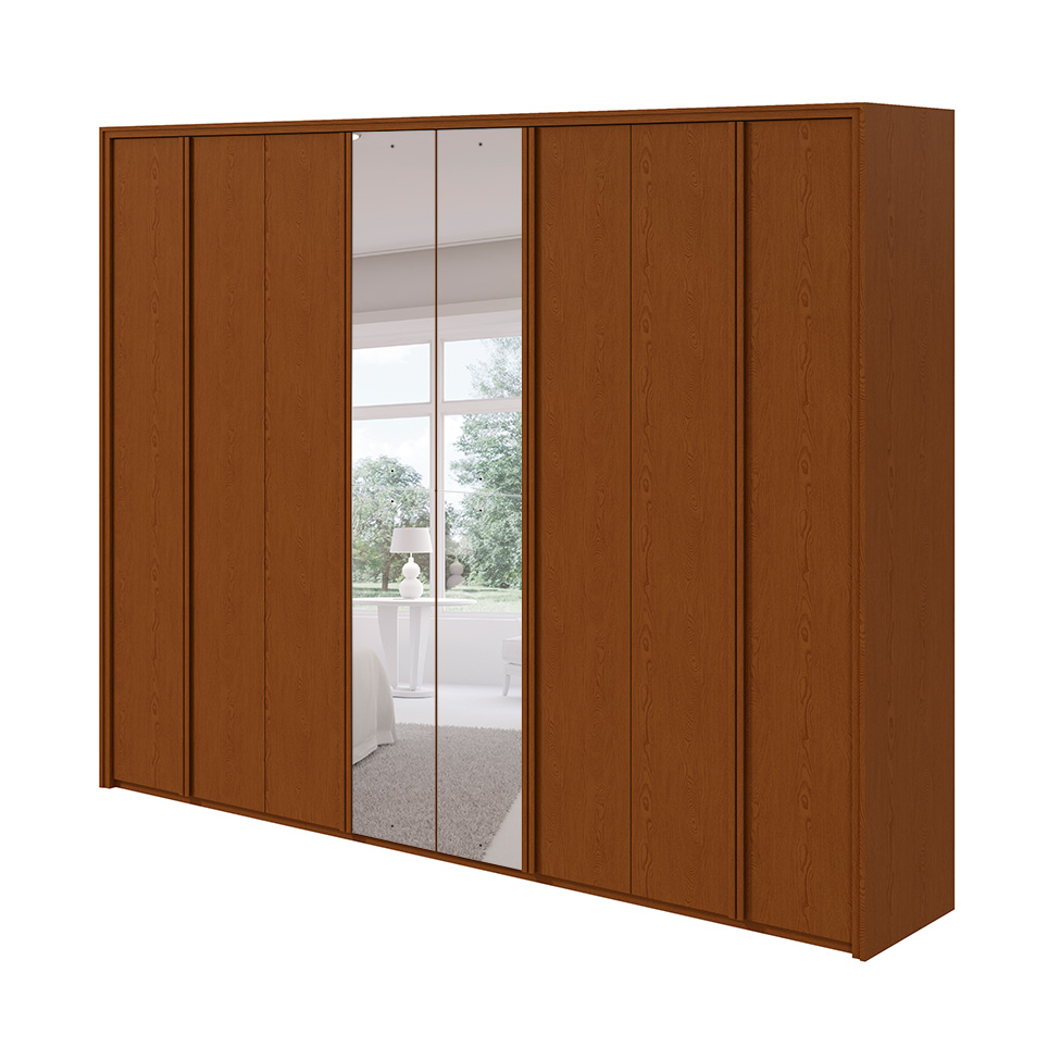 Guarda-Roupa Casal com Espelho Ergon 8 Portas 6 Gavetas Frassino