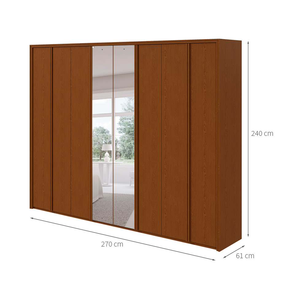 Guarda-Roupa Casal com Espelho Ergon 8 Portas 6 Gavetas Frassino