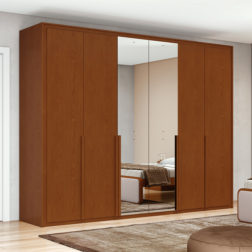 Guarda-Roupa Casal com Espelho Imperatore 6 Portas 6 Gavetas Frassino
