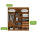 Guarda-Roupa Casal com Espelho Jazz 6 Portas 3 Gavetas Amêndoa Clean