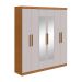 Guarda-Roupa Casal com Espelho Jazz 6 Portas 3 Gavetas Amêndoa Clean e Off White