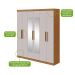 Guarda-Roupa Casal com Espelho Jazz 6 Portas 3 Gavetas Amêndoa Clean e Off White