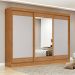 Guarda-Roupa Casal com Espelho Nice 3 Portas 6 Gavetas Amêndoa Clean e Off White