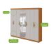 Guarda-Roupa Casal com Espelho Serenata 8 Portas 6 Gavetas Amêndoa Clean e Off White