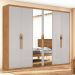 Guarda-Roupa Casal com Espelho Suavitá 6 Portas 6 Gavetas Amêndoa Clean e Off White