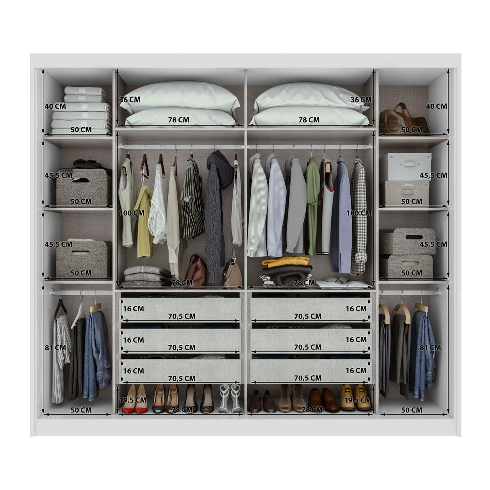 Guarda-Roupa Casal com Espelho Toronto 2 Portas Branco
