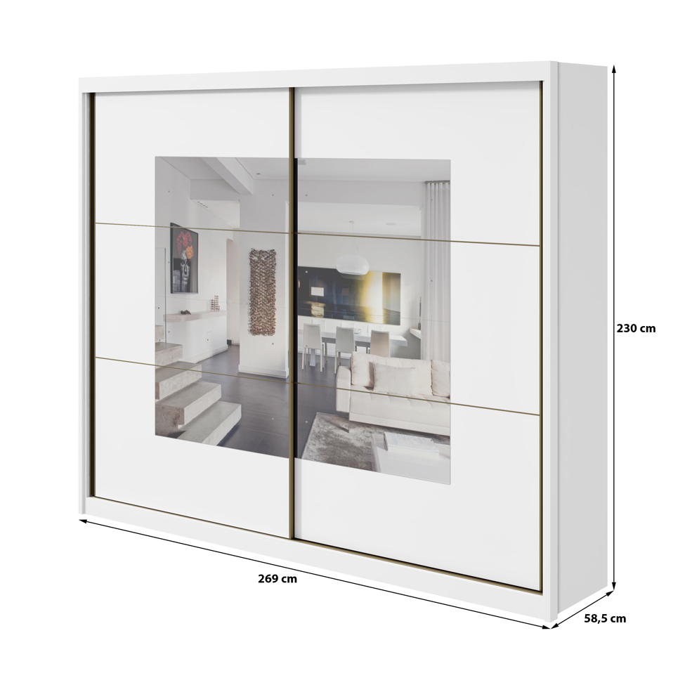 Guarda-Roupa Casal com Espelho Toronto 2 Portas Branco