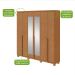 Guarda-Roupa Casal com Espelho e Pés Alonzo 6 Portas 4 Gavetas Amêndoa Clean