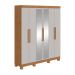 Guarda-Roupa Casal com Espelho e Pés Andara 6 Portas 2 Gavetas Amêndoa Clean e Off White