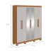 Guarda-Roupa Casal com Espelho e Pés Andara 6 Portas 2 Gavetas Amêndoa Clean e Off White