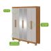 Guarda-Roupa Casal com Espelho e Pés Andara 6 Portas 2 Gavetas Amêndoa Clean e Off White
