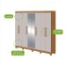 Guarda-Roupa Casal com Espelho e Pés Andara 8 Portas 4 Gavetas Amêndoa Clean e Off White