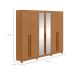 Guarda-Roupa Casal com Espelho e Pés Bertha 6 Portas 4 Gavetas Amêndoa Clean