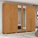 Guarda-Roupa Casal com Espelho e Pés Bertha 6 Portas 4 Gavetas Amêndoa Clean