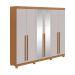 Guarda-Roupa Casal com Espelho e Pés Bertha 6 Portas 4 Gavetas Amêndoa Clean e Off White