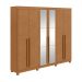 Guarda-Roupa Casal com Espelho e Pés Bertha 6 Portas 6 Gavetas Amêndoa Clean