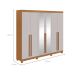 Guarda-Roupa Casal com Espelho e Pés Bertha 6 Portas 6 Gavetas Amêndoa Clean e Off White