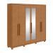 Guarda-Roupa Casal com Espelho e Pés Áries 6 Portas 5 Gavetas Amêndoa Clean
