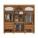 Guarda-Roupa Casal com Espelho e Pés Áries 6 Portas 5 Gavetas Amêndoa Clean
