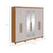 Guarda-Roupa Casal com Espelho e Pés Áries 6 Portas 5 Gavetas Amêndoa Clean e Off White