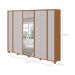Guarda-Roupa Casal com Espelho e Pés Ergon 8 Portas 6 Gavetas Amêndoa Clean e Off White
