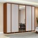 Guarda-Roupa Casal com Espelho e Pés Ergon 8 Portas 6 Gavetas Frassino e Off White