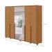 Guarda-Roupa Casal com Espelho e Pés Imperatore 6 Portas 6 Gavetas Amêndoa Clean