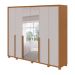 Guarda-Roupa Casal com Espelho e Pés Imperatore 6 Portas 8 Gavetas Amêndoa Clean e Off White