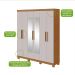 Guarda-Roupa Casal com Espelho e Pés Jazz 6 Portas 3 Gavetas Amêndoa Clean e Off White
