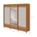 Guarda-Roupa Casal com Espelho e Pés Nice 3 Portas 6 Gavetas Amêndoa Clean e Off White