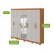 Guarda-Roupa Casal com Espelho e Pés Serenata 8 Portas 6 Gavetas Amêndoa Clean e Off White